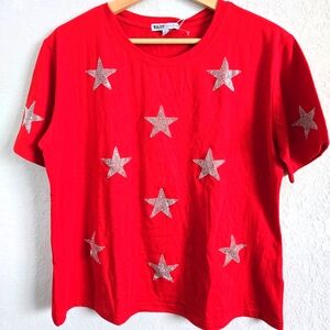Red Shirt with Star designs with glitters